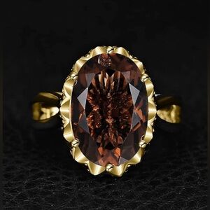 Antiqued Neiman Marcus 18KT Gold vermeil Smokey Topaz Ring size 8